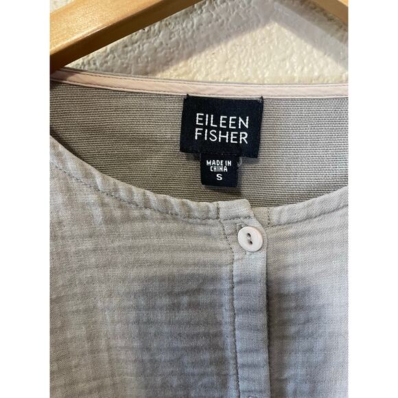 Eileen Fisher Light Gray 100% Cotton Minimalist Boxy Lightweight Cardigan Small - Picture 3 of 10